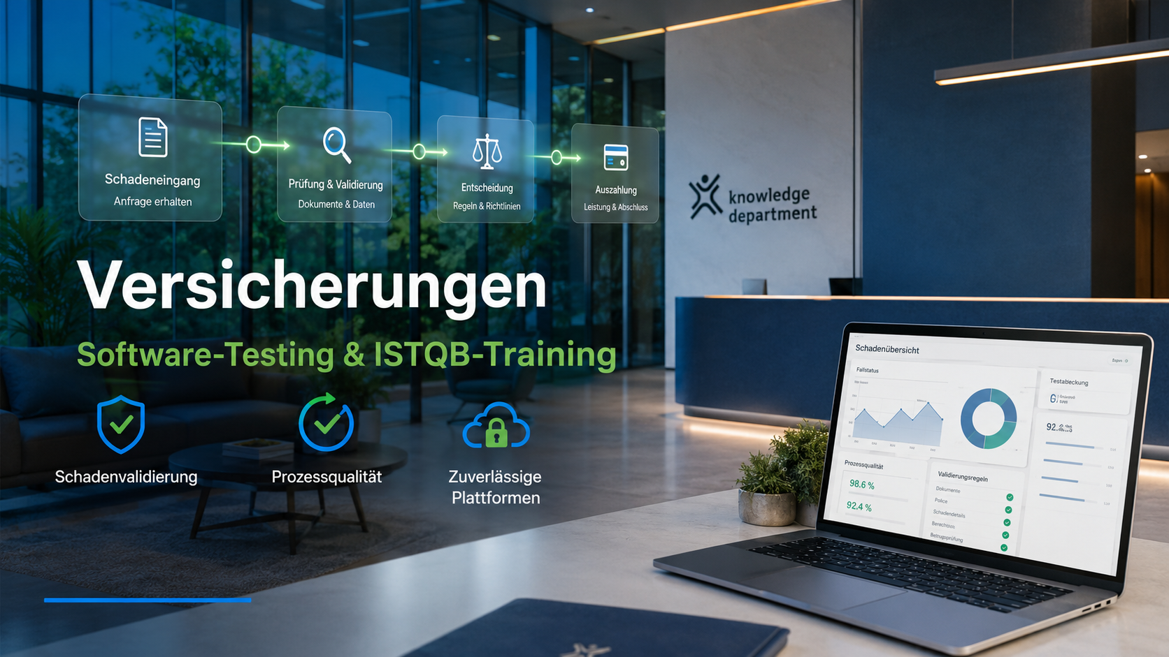 Versicherungsumgebung mit digitalem Schadenprozess und Qualitätsübersicht