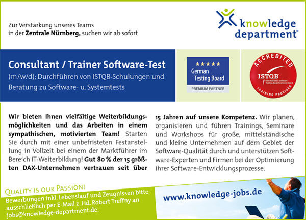 Stellenanzeige IT-Trainer ISTQB und Seminarleitung